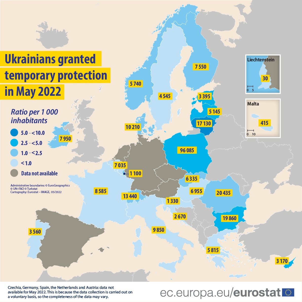 Harta refugiati, Ucraina - luna mai