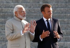 Presedinte Emmanuel Macron si Narendra Modi